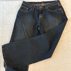 Wrangler Relaxed Fit 34" x 30" Dark Wash Blue Jeans Leather Badge 97TPRBI Pants